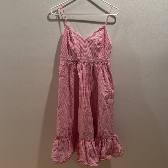 J. Crew Drapey Spaghetti strap red stripe Midi Dress 6 - Picture 3 of 7